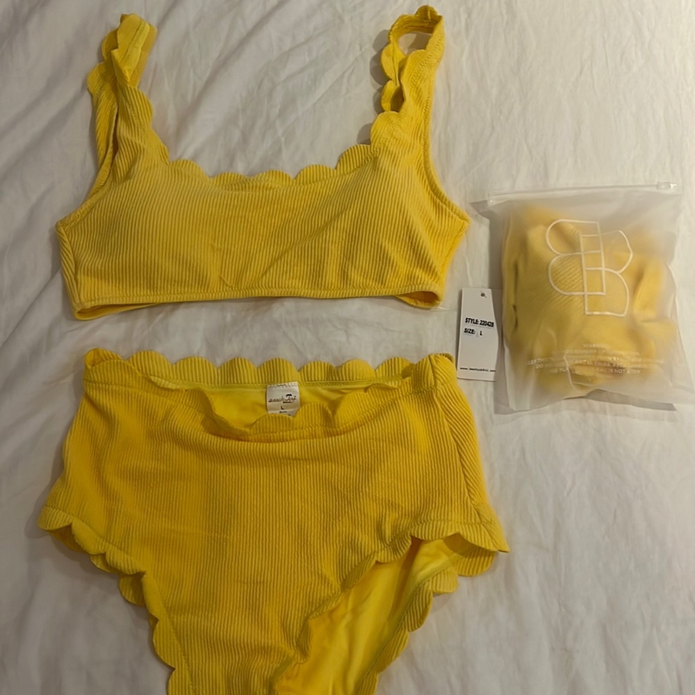 Yellow Two Piece Scalloped Bikini by Beach Joy from Baltic Born Size L